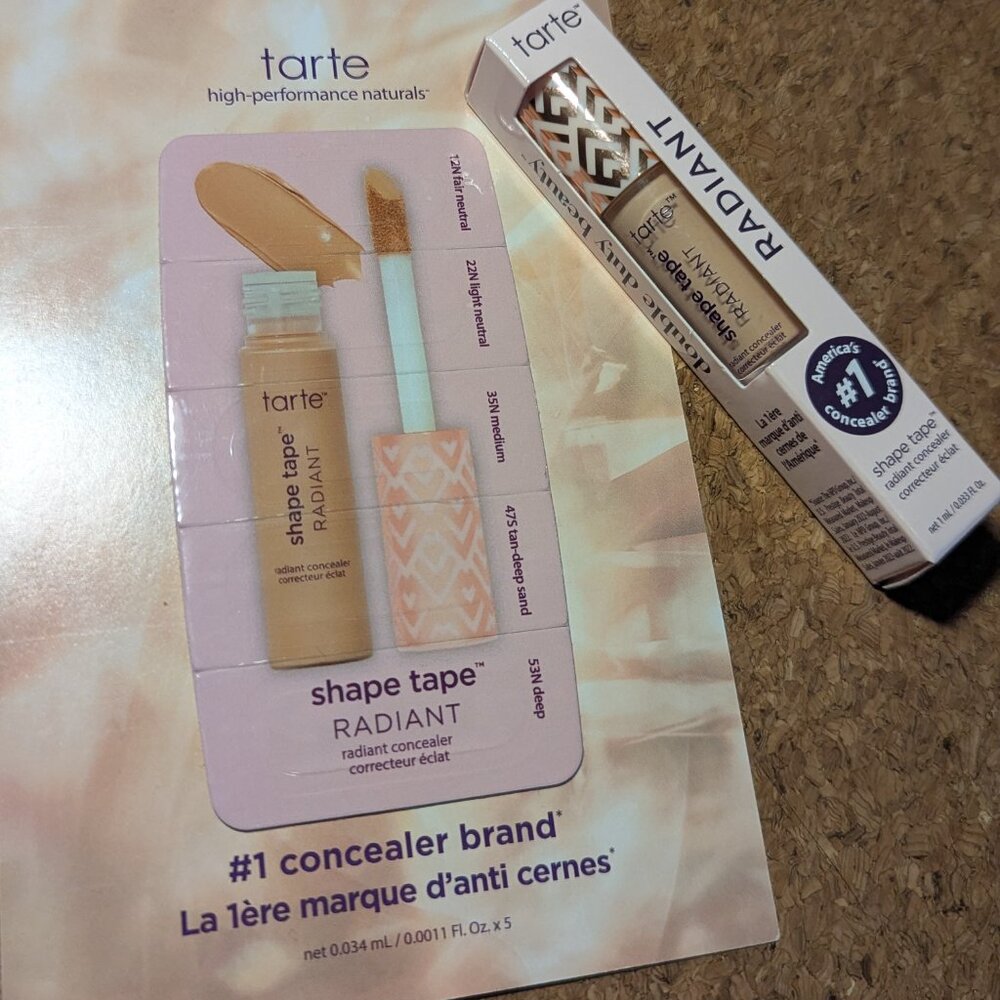 Tarte Radiant Shape Tape Travel Size Concealer in 22N with sample card